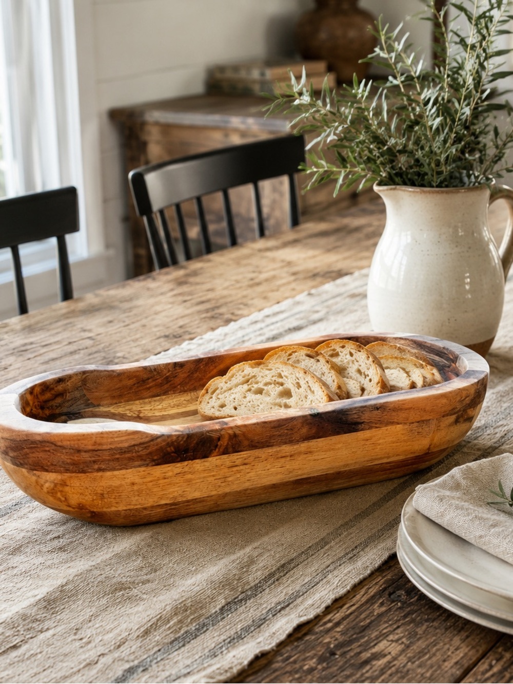 Rustic Wooden Serving Bowl